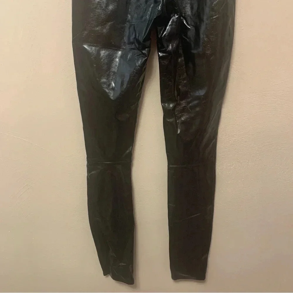 Spanx Faux Patent Leather Leggings in Black Size Small Tall